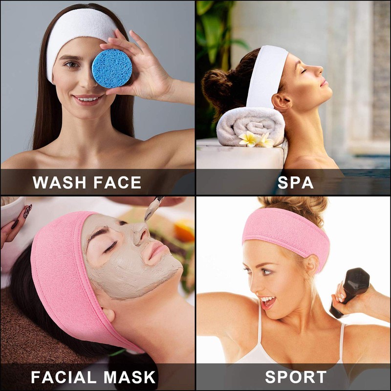Whaline Diadema facial de spa para maquillaje, diadema de tela