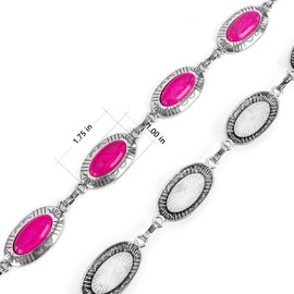 Rustic Couture's Vintage Western Turquoise Concho Belt for Women Cowgirl Adjustable Metal Country Boho Chain Belt for Dresses Jeans Country Concert Outfit RCB-1021HPK