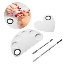 IWOWHERO 2pcs Nail Art Color Mixing Palettes Foundation Mixing Plate with 2pcs Spatulas