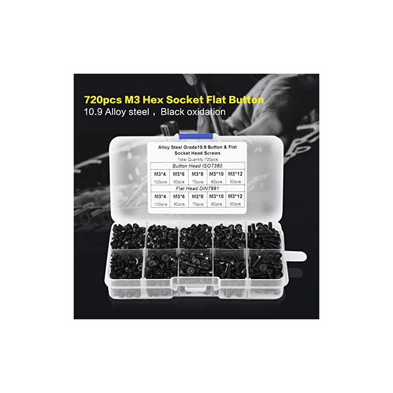 720pcs M3 4/6/8/10/12 Par de Tornillos de Aleaci?n Tornillos Torx