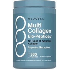 NeoCell Multi Collagen Peptides Capsules | 360 Pills | 10 Types of Advanced Bio-Peptides | Superior Absorption | Grass Fed Complex Supplement | for Women and Men