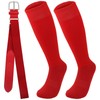 KEUKORZ Red Baseball Socks and Belt Set for Adult Long