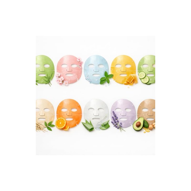 Pack de 20 Piezas Mascarillas Hidratantes con Extractos Naturales Skincare
