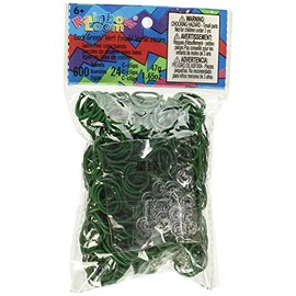 Rainbow Loom Twistz Bandz Latex Free Rubber Band Bag + C-Clips - Dark Green