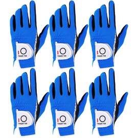 Men's Golf Gloves, Right Hand, Left Hand, All Weather Protection, Anti-Slip, Soft, Golf Fiber, Fit, Velcro, Sweat Prevention, Multifunctional, Set of 6, Black, Gray (Blue, 26 for Left Hand)