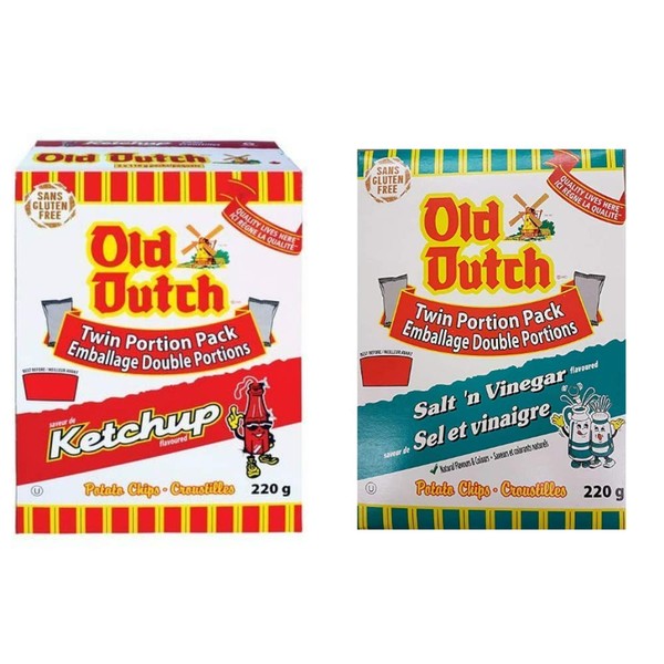 1 Box of Old Dutch Ketchup Chips and 1 Box of Old Dutch Salt & Vinegar Chips (2 x 220G) Bundle {Imported from Canada}