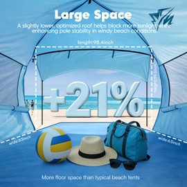 Purebox Beach Tent Sun Shelter with Canopy for 3-4 Person UPF50+
