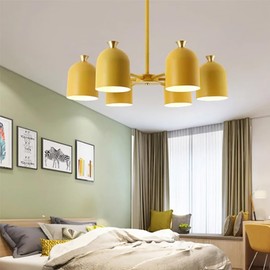 Liudefa Modern 6-Lights Chandelier Ceiling Pendant Light 28 inch Recessed Ceiling Lights Flush Mount Indoor Lighting for Living Room, Bedroom, Foyer, E26 Yellow Close to Ceiling Light Fixtures
