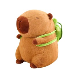 HTTDSLF Capybara Cuddly Toy, Capybara Plush Toy, Water Pig Cuddly Toy with Turtle Backpack, Super Soft Plush Toy, Plushie Stuffed Toy Gift for Children, Boys, Girls, 23 cm
