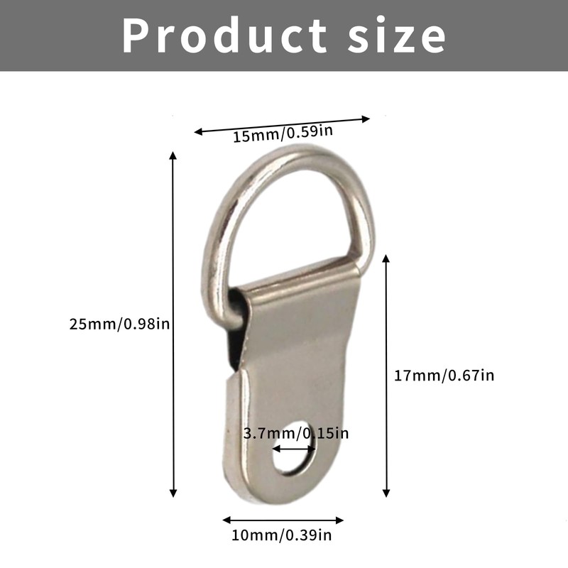 50 Sets Heavy Duty D Rings Picture Hangers - Galvanized