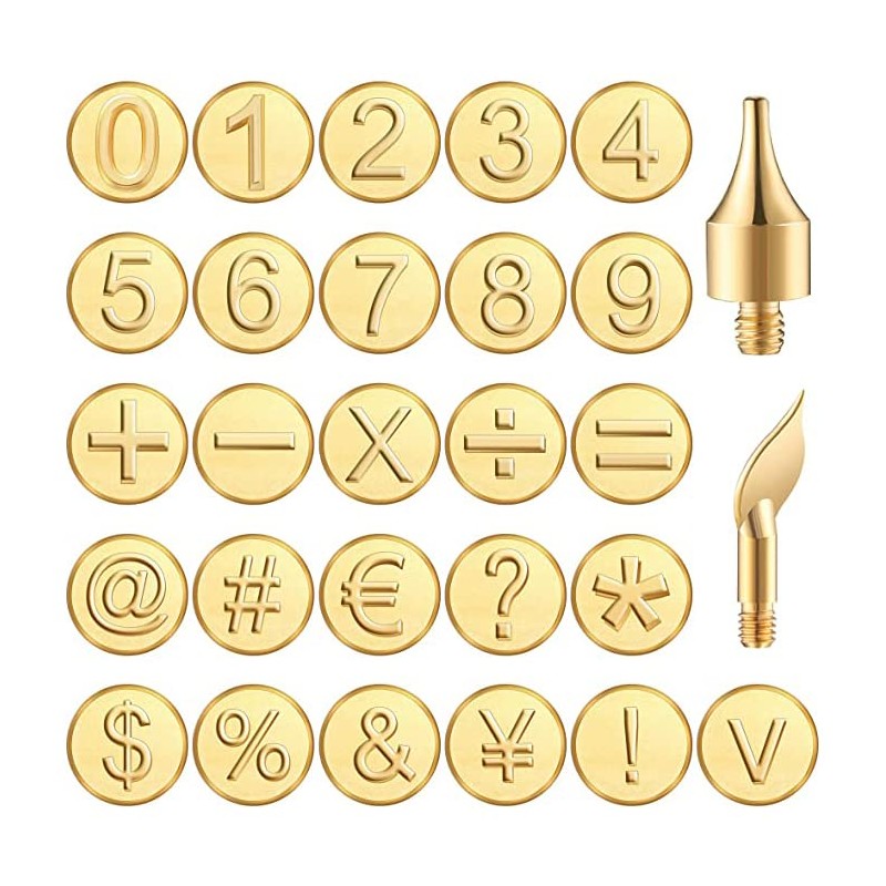 56Pieces Wood Burning Tips Number Symbol Wood Burning Tip Set
