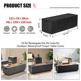 Youlvy Fire Pit Cover Rectangular 48 Inch,Propane Gas Fire Pit Table Cover,Outdoor Waterproof Firepit Table Cover 600D- 48 x 15 x 15 Inch