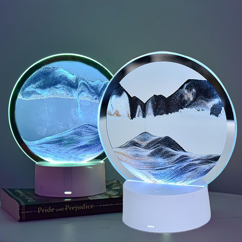 Sand Painting Table Lamp 7 Color 3D Hourglass Table Lamp