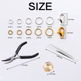 1200PCS Jewelry Making Supplies, Open Jump Rings and Lobster Clasps Jewelry Findings Kit with Jump Ring Pliers Used for Necklace Repair and Jewelry Making Kit