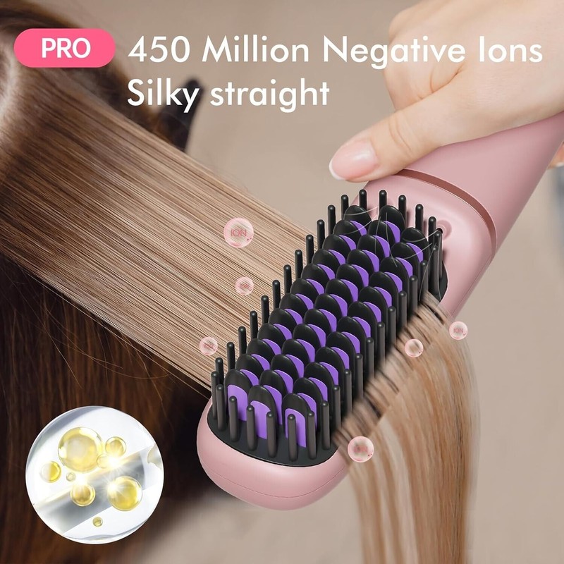 Ionic Hair Straightning Brush|Portable Hot Comb, Pro 450 Million Negative