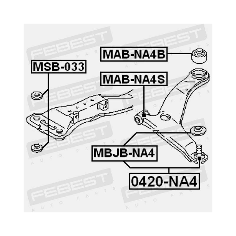 FEBEST Rear / Front Lower Bearing Handlebar for Mitsubishi Grandis