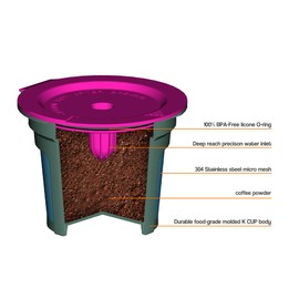 i Cafilas 6 Reusable K Coffee Capsules Filters for K Series 2.0 1.0 Small Cup Coffee Pod Single Refillable K Filters Black