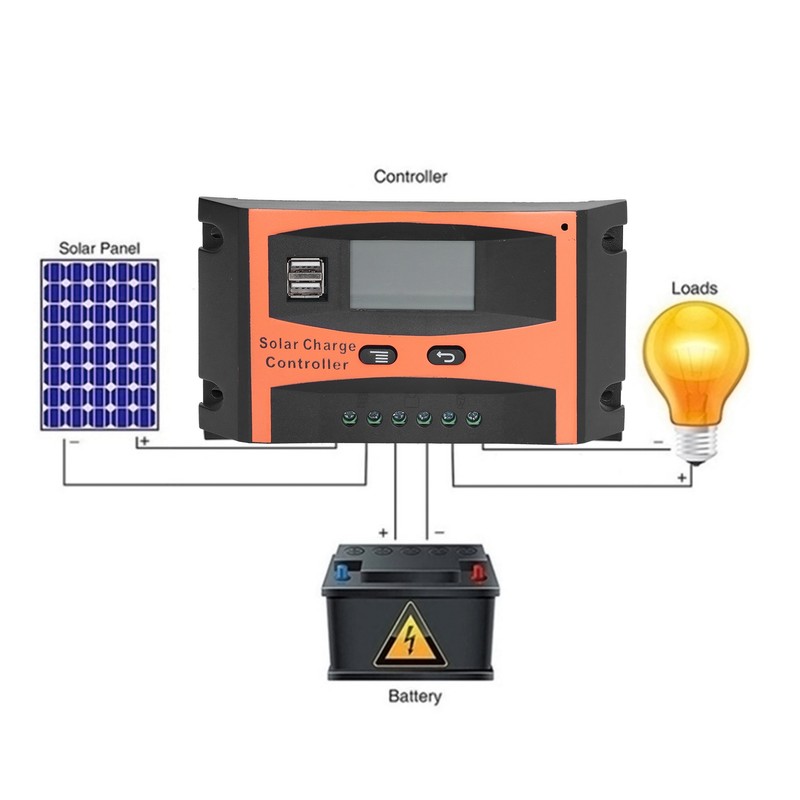 Solar Charge Controller 12V/24V Auto PWM Waterproof Charge Protection Controller