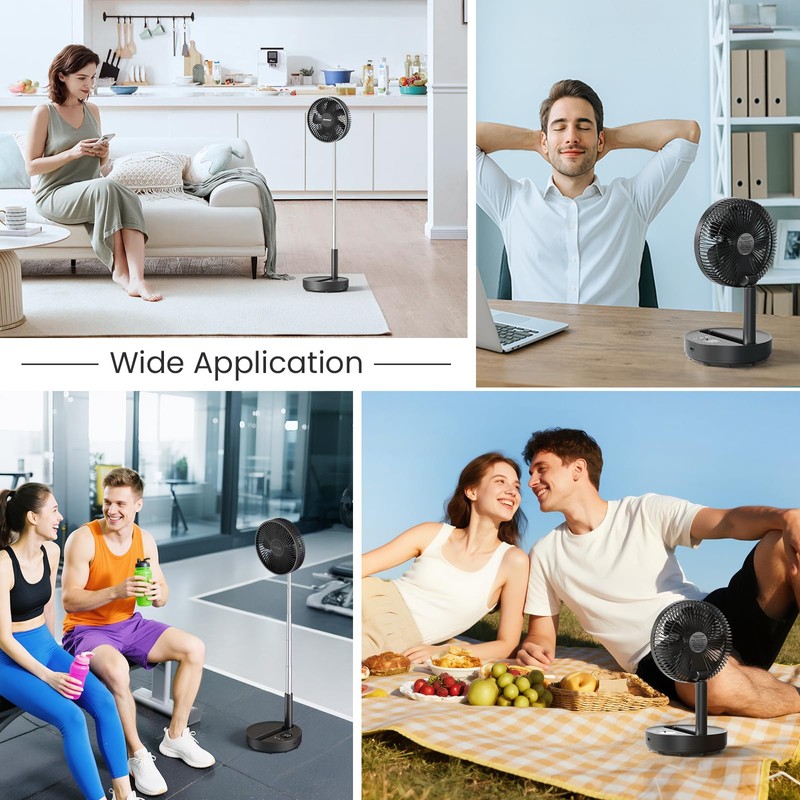 TriPole Portable Standing Fan, 8000mAh Rechargeable Oscillating Fan with Remote,