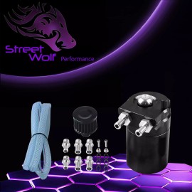 StreetWolf Performance Oil Catch Can Reservoir Baffled Tank Breather Universal Black Fits Buick