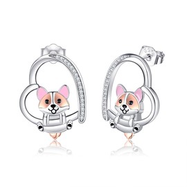 Guinea Pig/Penguin/Cat/Owl/Peacock/Mushroom/Otter/Duck/Bulldog/Fox/Ladybug Earrings for Women Guinea Pig Gifts 925 Sterling Silver Guinea Pig Cute Animal Jewelry for Women Sister, Sterling Silver, No
