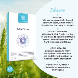 Healthspan Selenium | 240 Tablets | Highly Absorbable | with Vitamin C, A & E | Hair, Nails and Skin Health | Vegan