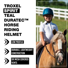 Troxel Spirit Full Coverage Horse Riding Helmet, Low-Profile & Adjustable, Safety Horseback Riding Gear, Extra Small (6-1/4 - 6-1/2), Teal Duratec