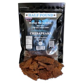 Hollar Boys Snacks Chesapeake Beef Jerky Half Pound Resealable Bag, Low Carb, USA Made
