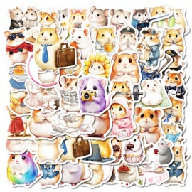 50PCS Hamster Stickers,Hamster Stickers,Teens Boys and Girls Sticker Pack Vinyl Skateboard Guitar Door Laptop Luggage Car Bike Water Bottle Birthday Party Supplies Stickers