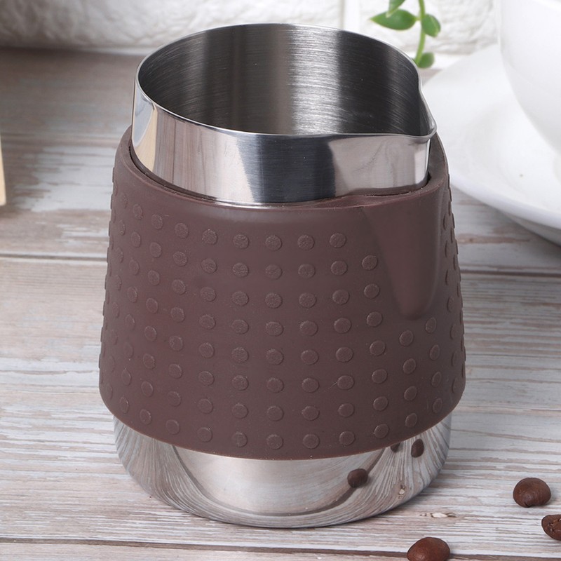 350ml Stainless Steel Milk Frothing Cup Anti-Scald Silicone Coffee Pitcher