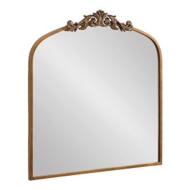 Kate and Laurel Arendahl Ornate Traditional Square Arched Mirror, 28 x 30, Antique Gold, Decorative Baroque Style Arch Vintage Mirror with Wide Frame and Ornamental Crown