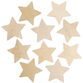 Baker Ross FX258 Star Wooden Coasters - Pack of 10, Home Decoration Crafts for Kids, Wood Craft Kit, Paint Your Own