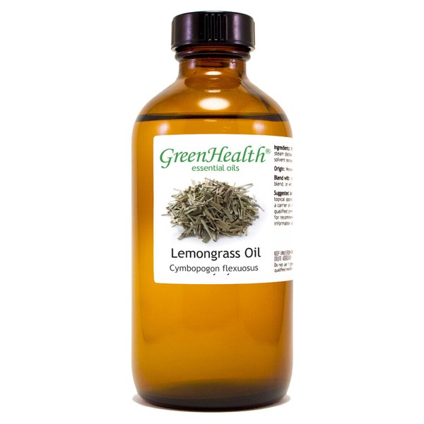 8 fl oz Lemongrass Essential Oil (100% Pure & Natural) in Amber Glass Bottle