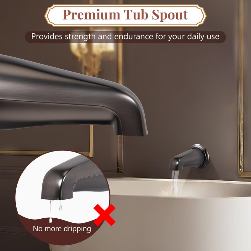 Dreyoo Tub Spout (Universal Fits 1/2" Copper Pipe, 1/2" IPS