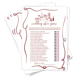 Bridal Shower Games Cards-Wedding Shoe Game, Red Theme Wedding Game Activity for 25 Guests, Bachelorette Engagement Party Supplies, 25 Cards -B08