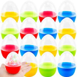 Sonarun 16 Pcs 3.5 Inch Colorful Clear Easter Eggs Transparent Refillable Easter Eggs Plastic Eggs Easter Ornaments for Easter Party Gifts DIY Filler Basket Decorations