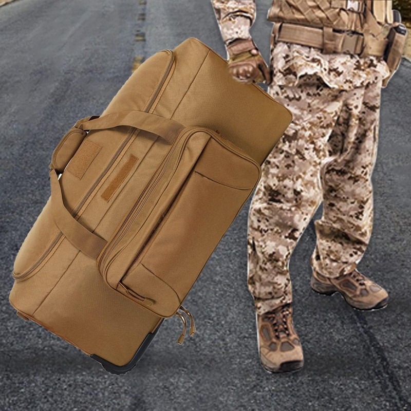 PAIWPHLI Military Wheeled Deployment Bag Tactical Heavy Duty Duffel Bag