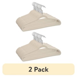 Unbranded (2-Pack) Better Homes & Gardens Non-Slip Velvet Hangers, Beige, 30 Count