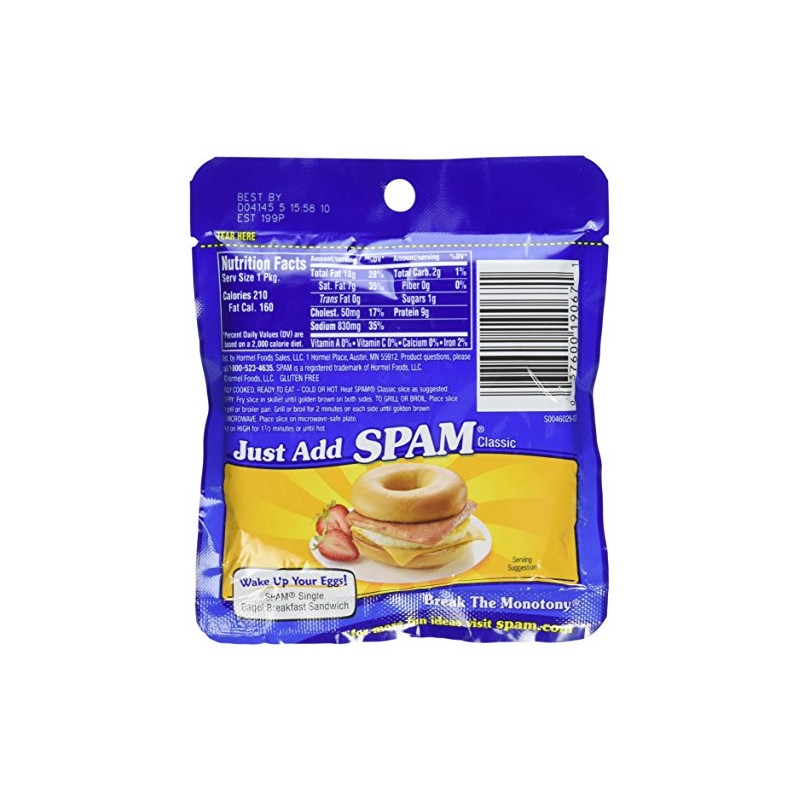 SPAM Single, 2.5 Ounce Pouches (Pack of 6)
