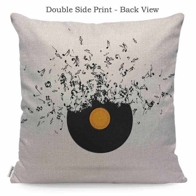 WONDERTIFY Record Muisicnotes Cushion Cover Notes Floating Decorative Throw Pillow