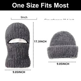 Balaclava Ski Mask Cold Weather Balaclava Mask Warm Face Mask Balaclava and Beanie Hats for Men Women Black