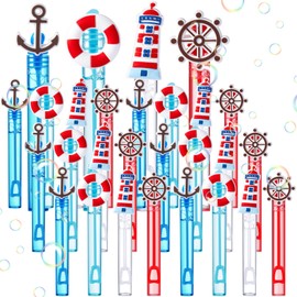 Rotatingpals 24 Pcs Nautical Bubble Wands Bulk Nautical Sailor Party Favors Cruise Mini Bubble Wands Summer Anchor Rudder Lighthouse Gift for Ocean Sailing Theme Baby Shower Birthday Party Supplies
