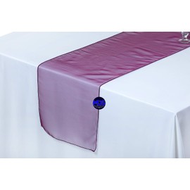 MDS 15 Pack Organza Table Runner 12 x 108 inch Long Premium Table Runners for Wedding Party, Events Decoration, Banquets Decorations, Bright and Smooth Silk Fabric Party Table Runner- Wine