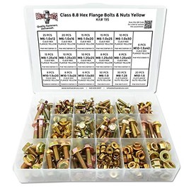 Class 8.8 Hex Flange Bolt & Flange Nut Zinc Yellow Assortment Kit - 268 Pieces!