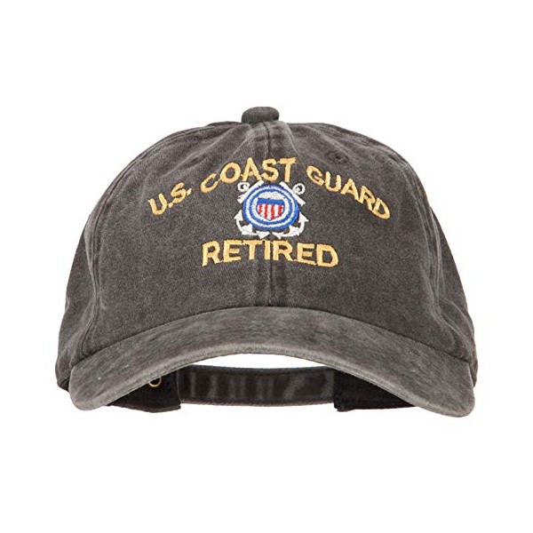 US Coast Guard Retired Embroidered Washed Cotton Twill Cap - Black OSFM