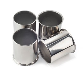 Rheedal 4Pcs 3.19inch Stainless Trailer Wheel Center Caps Push Through 3.19" Bore 3.52" Tall Open End Hub Cap for Truck SUV RV Wheel Rim, Chrome Wheel Cover