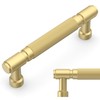 Amerdeco 10 Pack Brushed Gold knurled Cabinet Pulls 3.75 Inch(96mm)