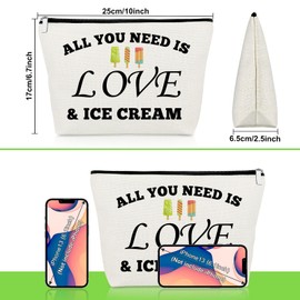 Ice Cream Gifts for Women Summer Themed Makeup Bag Ice Cream Lover Gifts for Daughter Sister Best Friend Presents for Dessert Lover Cosmetic Bag Christmas Birthday Presents Travel Cosmetic Pouch