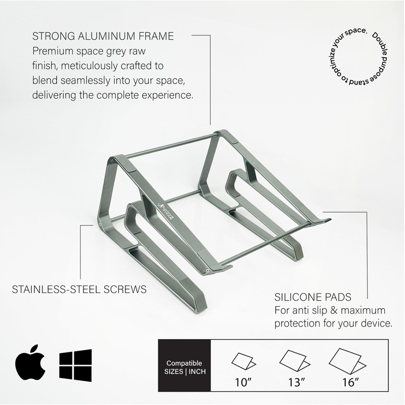 Native Titan Ergonomic Aluminum Laptop/Notebook Riser Stand & Organizer