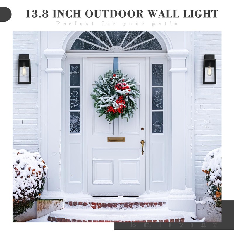 Emliviar Outdoor Wall Lantern, 13.8 Inch 1-Light Exterior Porch Light